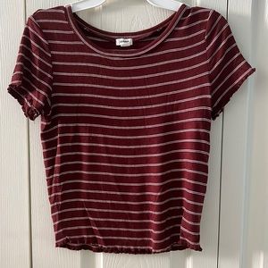 Garage Striped Lettuce Edge Crop Top!!